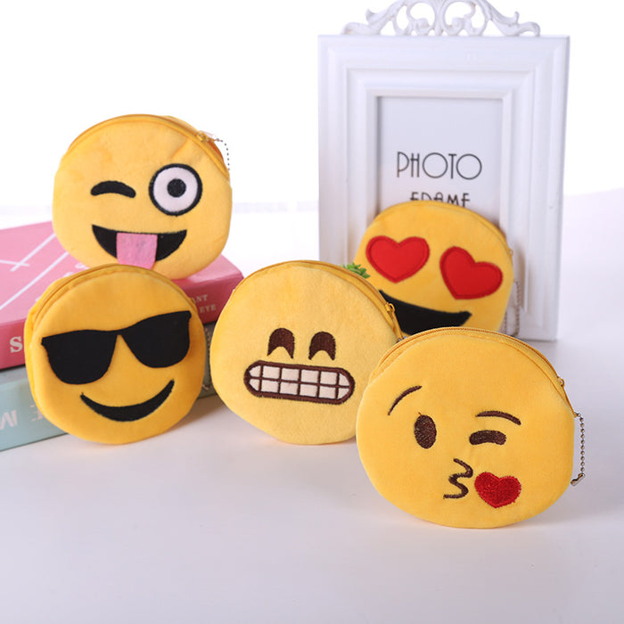 Wholesale Harajuku Zipper Classic Cute Little Smiley Face Change Emoji Expression Coin Bag Cute Plush Pendant JDC-WT-SM005