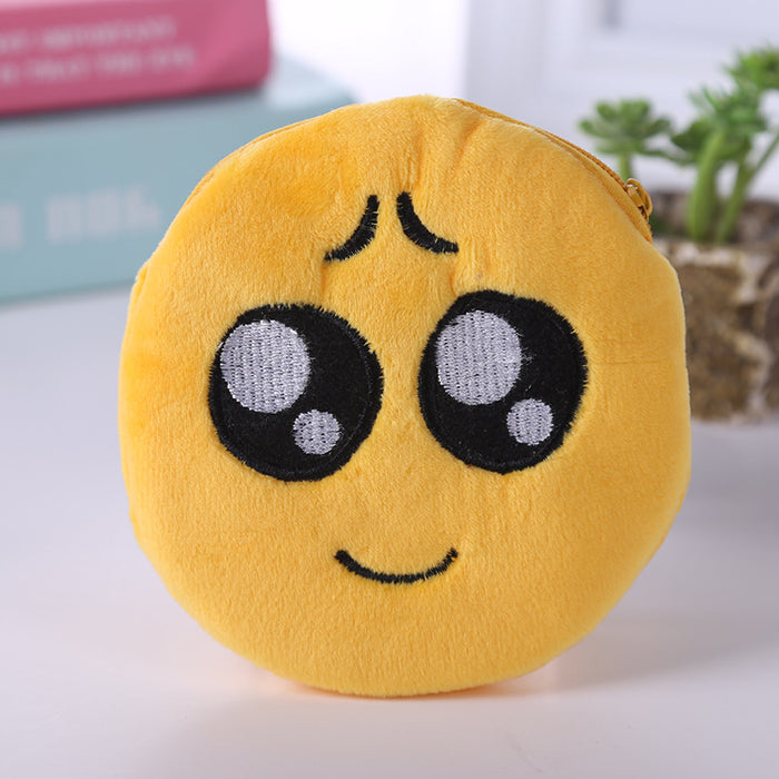 Wholesale Harajuku Zipper Classic Cute Little Smiley Face Change Emoji Expression Coin Bag Cute Plush Pendant JDC-WT-SM005