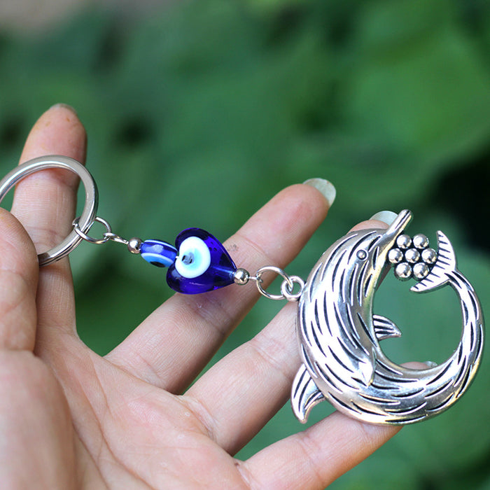 Wholesale Alloy pendant keychain bag hanging various keychains, blue eyes keychain bag hanging