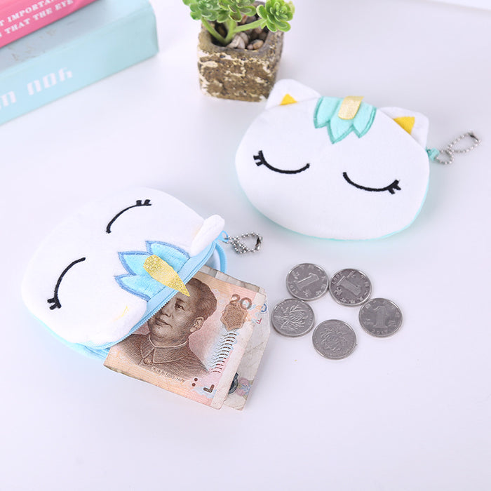 Wholesale Unicorn Unicorn Mini Coin Storage Children's Cartoon Cute Plush Headphones Data Cable Small Coin Purse JDC-WT-SM004