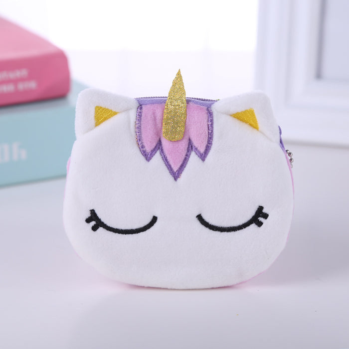 Wholesale Unicorn Unicorn Mini Coin Storage Children's Cartoon Cute Plush Headphones Data Cable Small Coin Purse JDC-WT-SM004