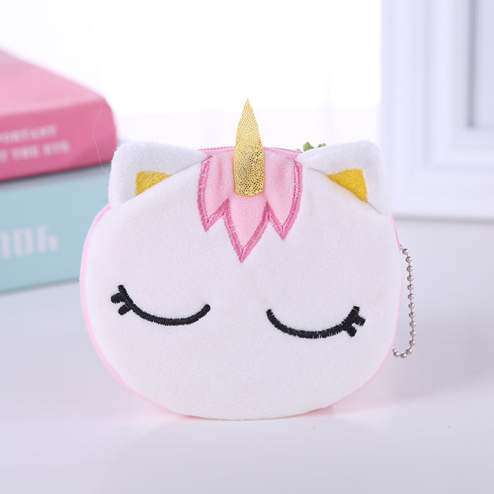 Wholesale Unicorn Unicorn Mini Coin Storage Children's Cartoon Cute Plush Headphones Data Cable Small Coin Purse JDC-WT-SM004