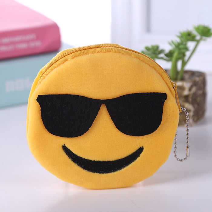 Wholesale Harajuku Zipper Classic Cute Little Smiley Face Change Emoji Expression Coin Bag Cute Plush Pendant JDC-WT-SM005