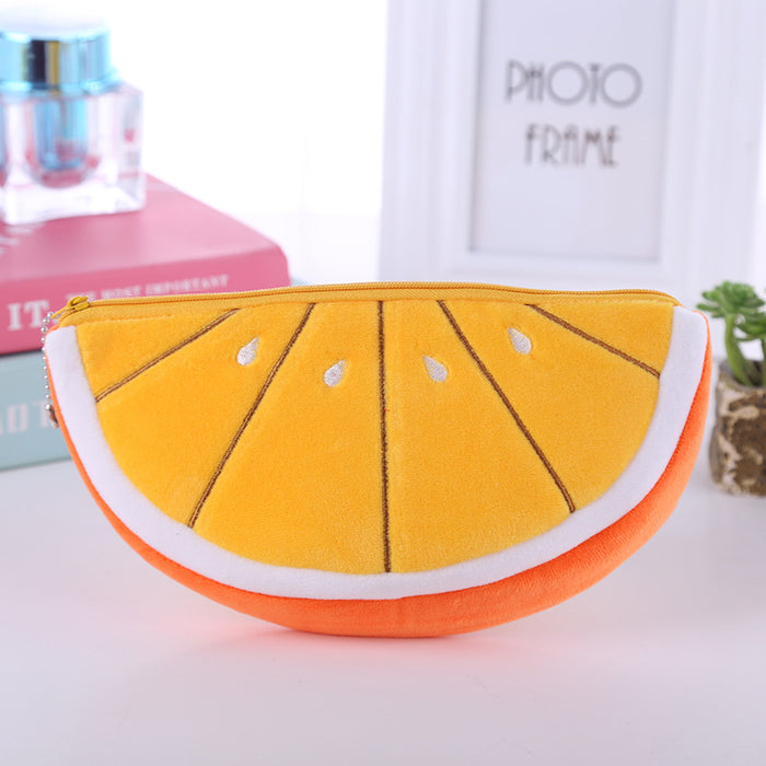 Wholesale Fashionable Cute Big Watermelon Cute Plush Stationery Bag Storage Pencil Case Melon Design Children's Shoulder