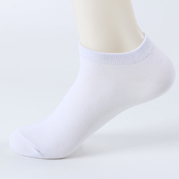 Wholesale Basic solid color white casual cotton socks with low cut and shallow mouth design