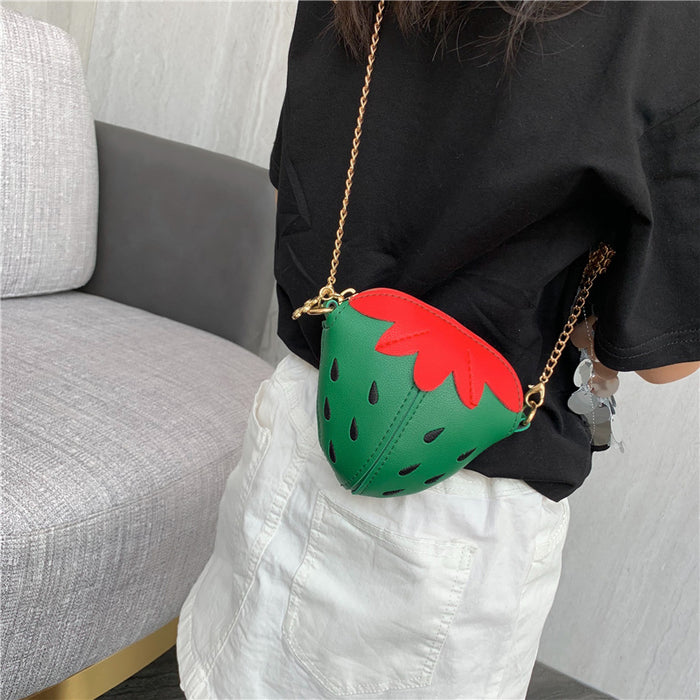 Wholesale Children's bag, strawberry chain crossbody bag, cute little girl's coin purse, mini accessories, fruit backpack