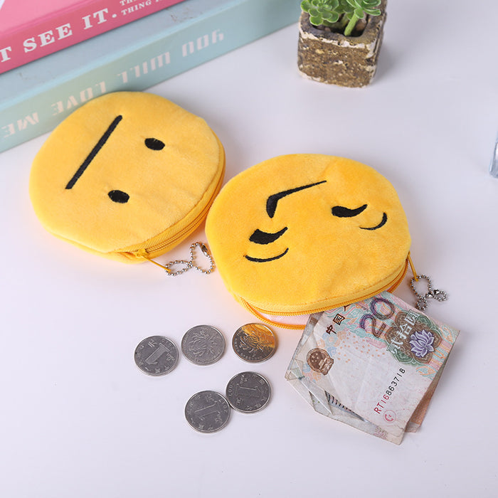 Wholesale Harajuku Zipper Classic Cute Little Smiley Face Change Emoji Expression Coin Bag Cute Plush Pendant JDC-WT-SM005