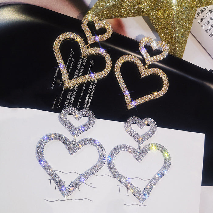 Wholesale Diamond Double Love Earrings JDC-ES-MiDu001