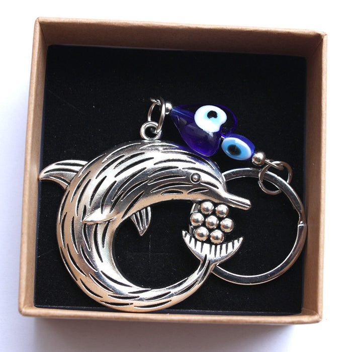 Wholesale Alloy pendant keychain bag hanging various keychains, blue eyes keychain bag hanging