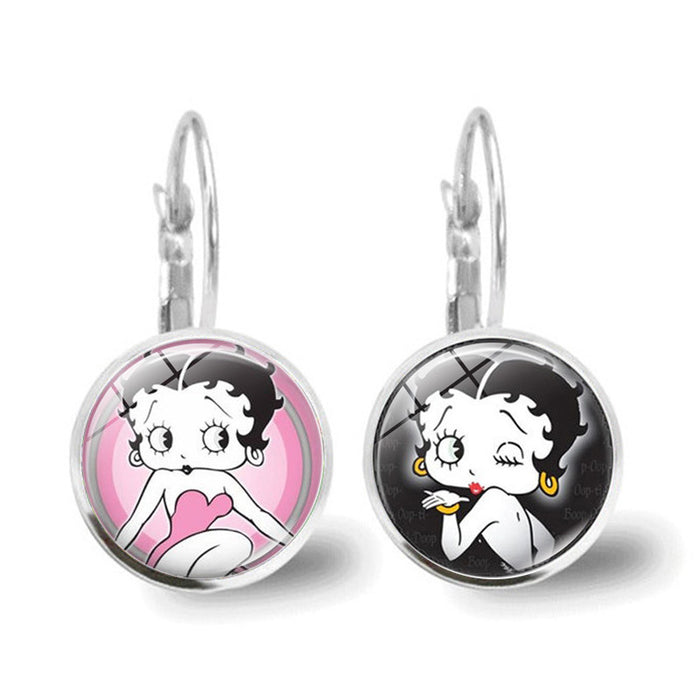 Wholesale Betty Boop Earrings for Women All-match Simple Time Gemstone Earrings Temperament Female Retro Earrings JDC-ES-JY010