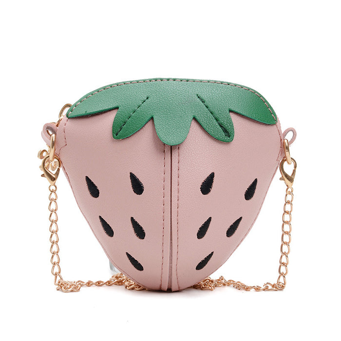 Wholesale Children's bag, strawberry chain crossbody bag, cute little girl's coin purse, mini accessories, fruit backpack