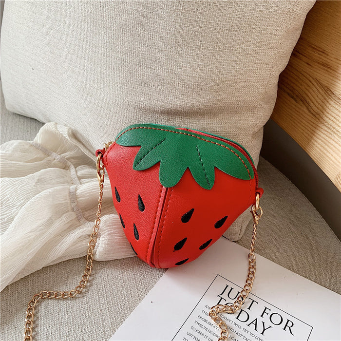 Wholesale Children's bag, strawberry chain crossbody bag, cute little girl's coin purse, mini accessories, fruit backpack