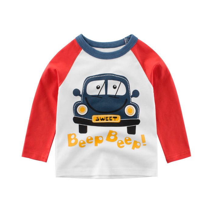 Wholesale Korean Children's Clothing Boys' Autumn Clothing New Products Children's Long Sleeved T-shirts Car Baby Tops JDC-CTS-SXZB010