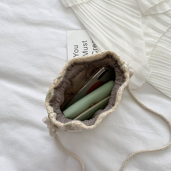 Wholesale Bag shoulder crossbody bag mini grass woven bucket bag