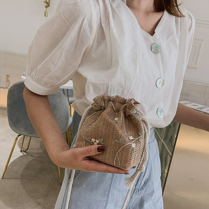 Wholesale Bag shoulder crossbody bag mini grass woven bucket bag