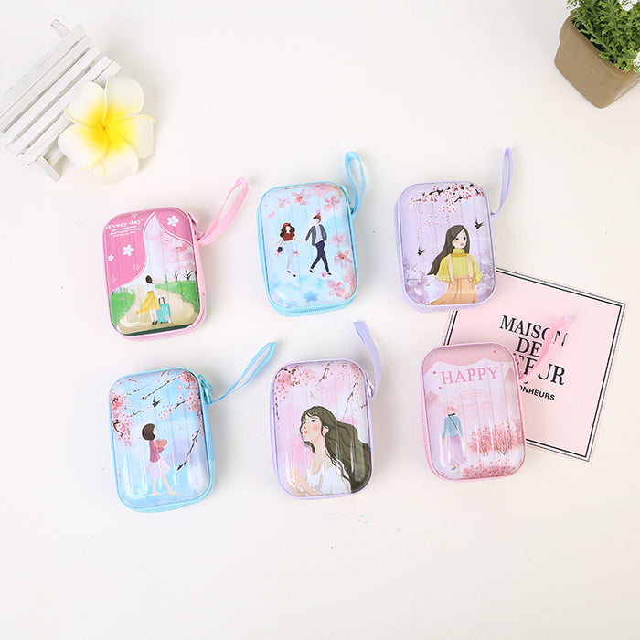 Wholesale Jewelry Accessories Tinplate Storage Bag Rectangular Student Portable Zipper Bag Cartoon Children's Coin Bag Storage Box