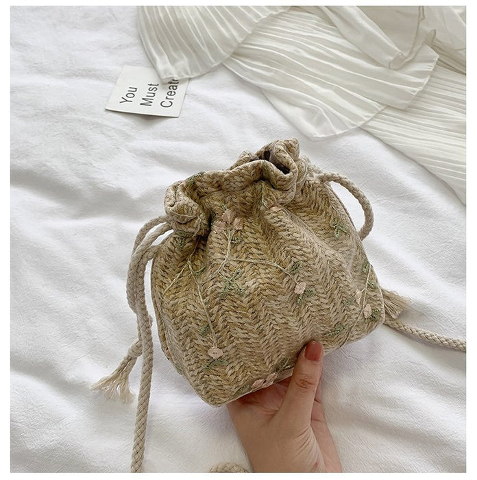 Wholesale Bag shoulder crossbody bag mini grass woven bucket bag