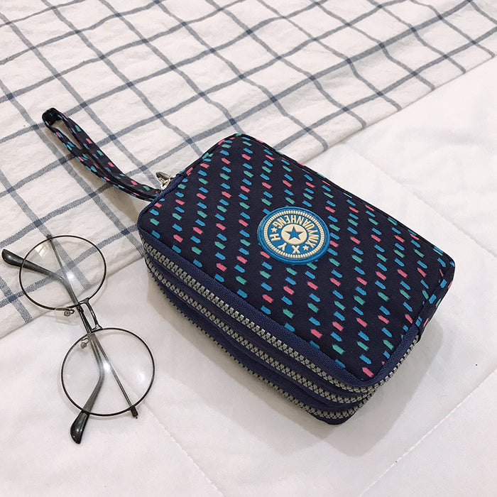 Wholesale Three-Layer Zipper Nylon Mobile Phone Bag Multi-Card Coin Purse Key Bag Wallet Women' s Clutch Bag