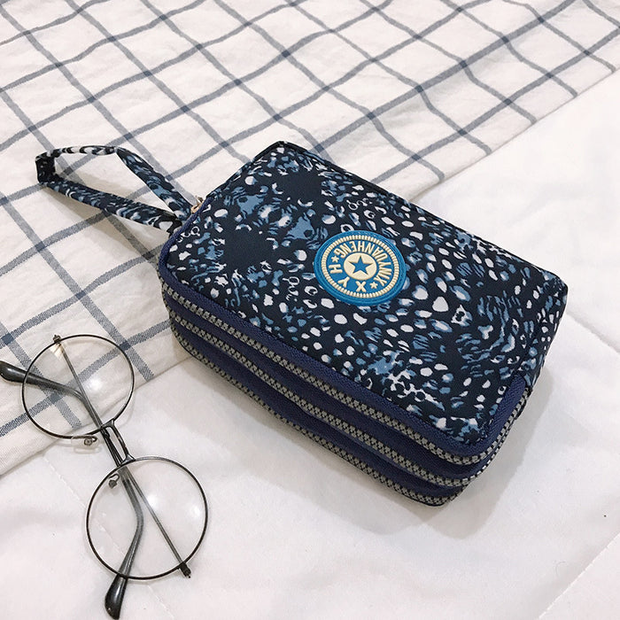 Wholesale Three-Layer Zipper Nylon Mobile Phone Bag Multi-Card Coin Purse Key Bag Wallet Women' s Clutch Bag