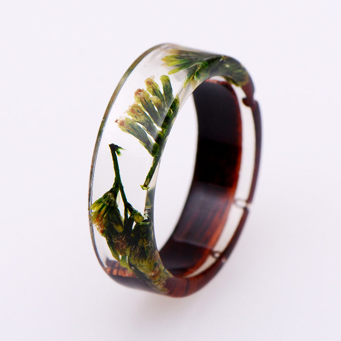 Wholesale Vintage Handmade Jewelry Creative Resin Wood Transparent Ring