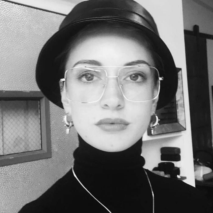 Wholesale Double beam large box metal flat mirror retro artistic polygonal frame square large frame glasses