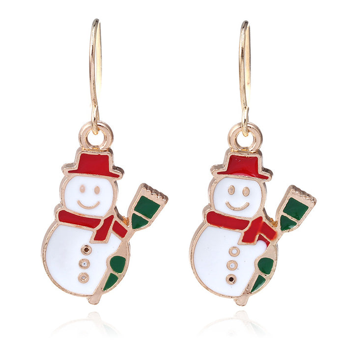 Wholesale Christmas Snowman Earrings Alloy Oil Drop  Earrings