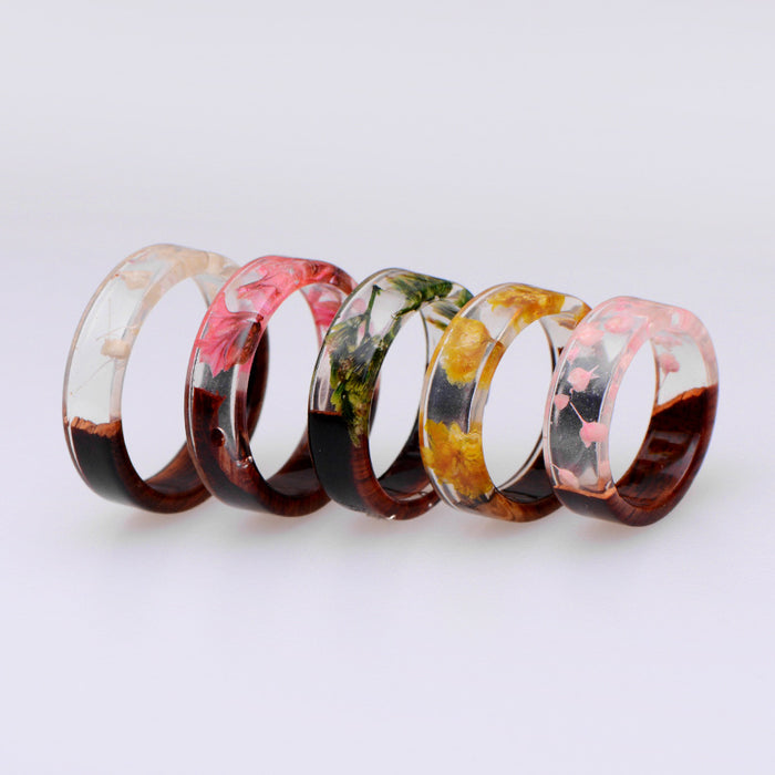 Wholesale Vintage Handmade Jewelry Creative Resin Wood Transparent Ring