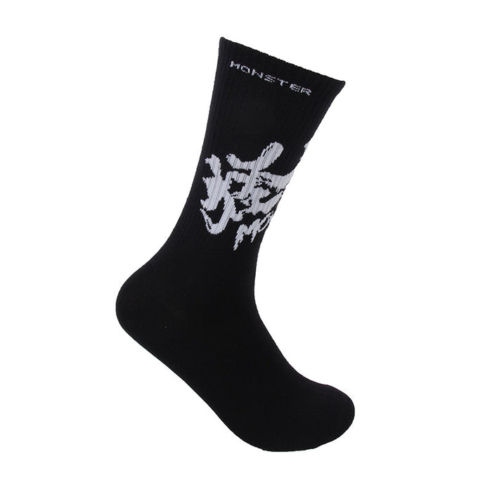 Wholesale Long tube socks, cotton, artistic, personalized, couple, trendy, creative, black and white cotton socks
