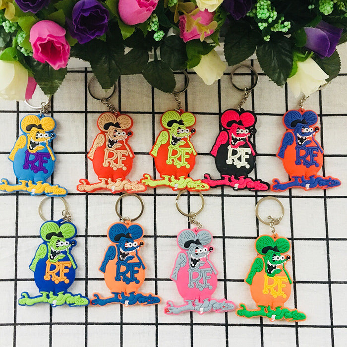 Wholesale PVC Mouse Double-sided Soft Glue Keychain Cartoon Anime Drop Plastic Keychain Wholesale Key Accessories JDC-KC-Hual007