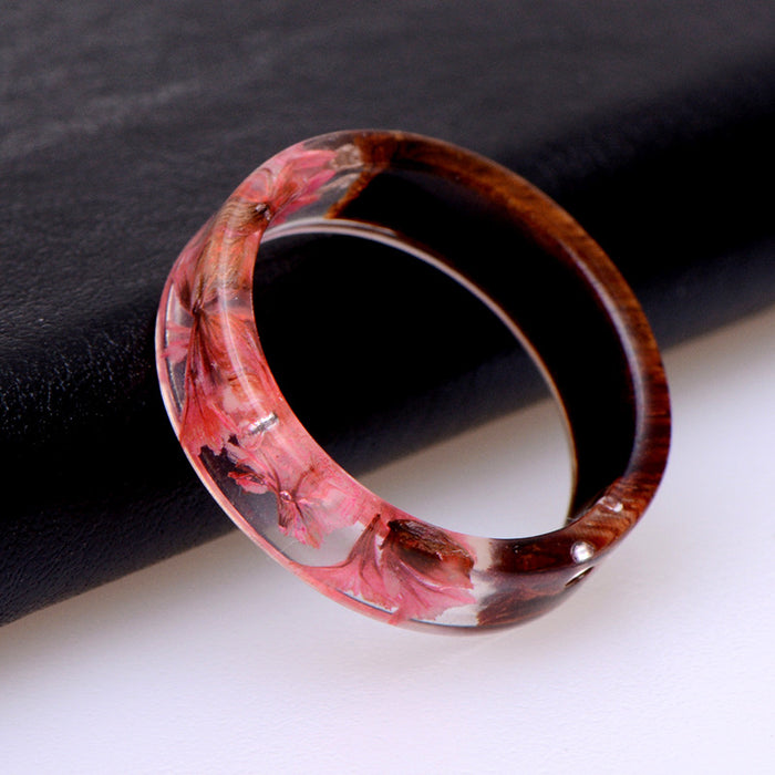 Wholesale Vintage Handmade Jewelry Creative Resin Wood Transparent Ring