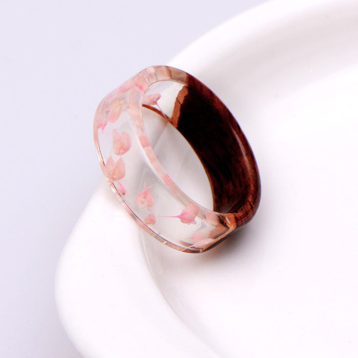 Wholesale Vintage Handmade Jewelry Creative Resin Wood Transparent Ring