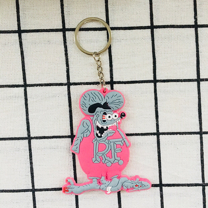 Wholesale PVC Mouse Double-sided Soft Glue Keychain Cartoon Anime Drop Plastic Keychain Wholesale Key Accessories JDC-KC-Hual007