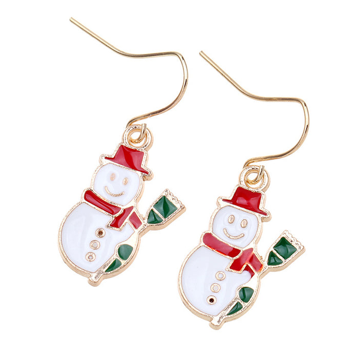 Wholesale Christmas Snowman Earrings Alloy Oil Drop  Earrings