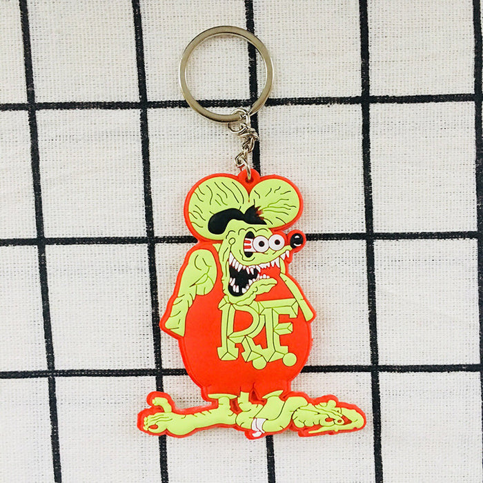 Wholesale PVC Mouse Double-sided Soft Glue Keychain Cartoon Anime Drop Plastic Keychain Wholesale Key Accessories JDC-KC-Hual007