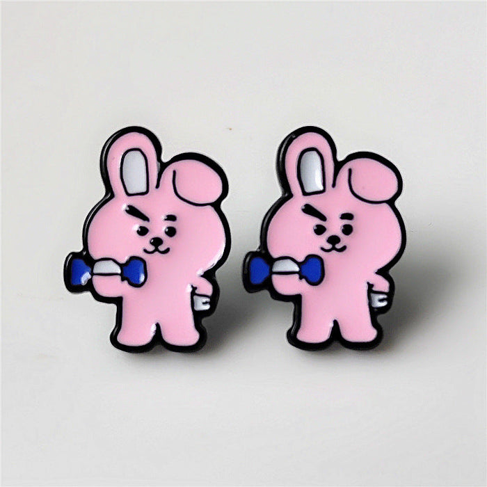 Wholesale Earring Alloy Cute Cartoon Bear Rabbit Robot (M) JDC-ES-SYM005
