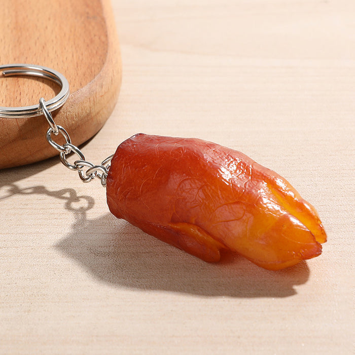 Wholesale PVC Simulated Food Keychain Charms Realistic Chicken Wing Roast Duck And Braised Pork Pendant MOQ≥5