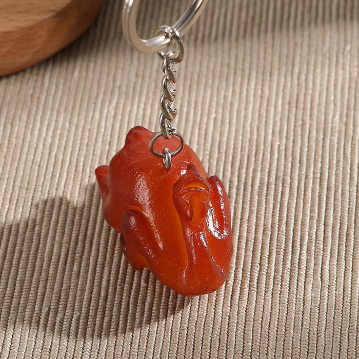 Wholesale PVC Simulated Food Keychain Charms Realistic Chicken Wing Roast Duck And Braised Pork Pendant MOQ≥5