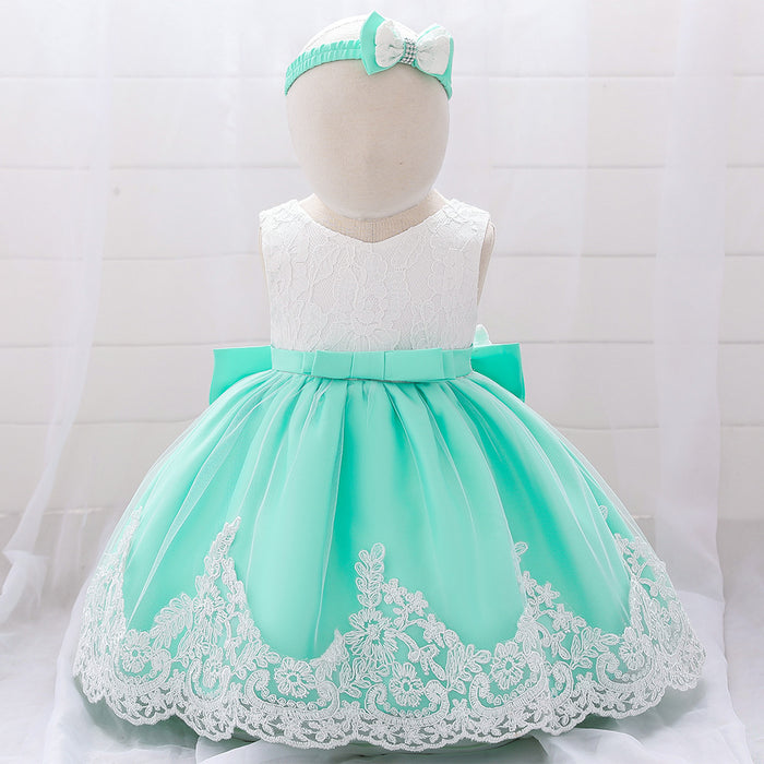 Wholesale Baby One-year-old Dress New Full Moon Dress Female Mesh Printing Send Bow Baby Dress Skirt JDC-CTS-ASQ002