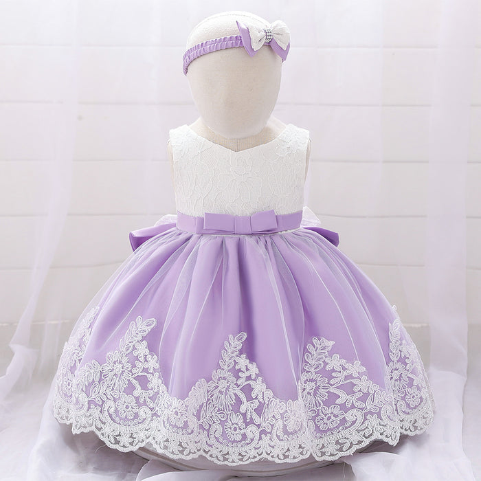 Wholesale Baby One-year-old Dress New Full Moon Dress Female Mesh Printing Send Bow Baby Dress Skirt JDC-CTS-ASQ002