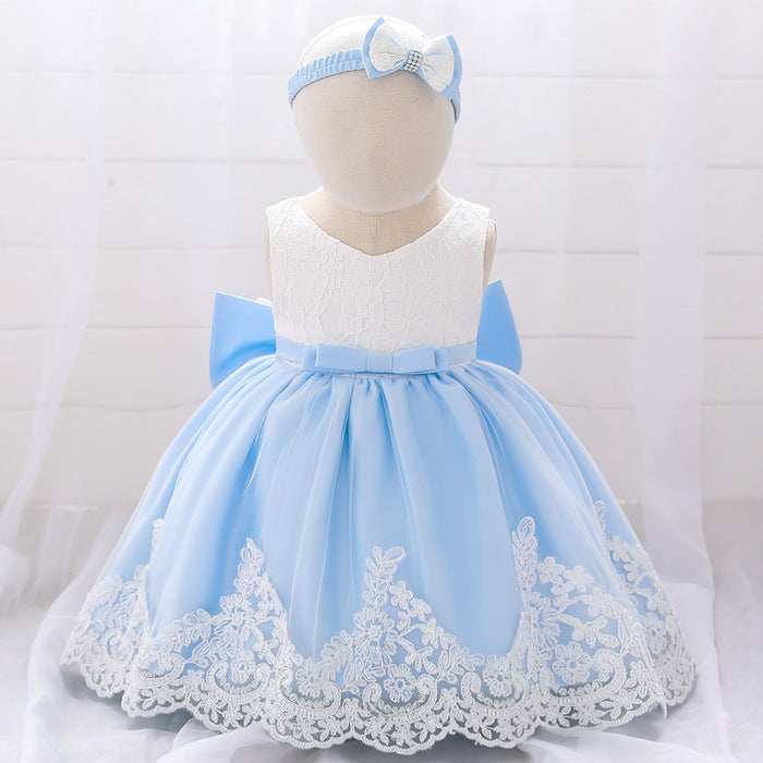 Wholesale Baby One-year-old Dress New Full Moon Dress Female Mesh Printing Send Bow Baby Dress Skirt JDC-CTS-ASQ002