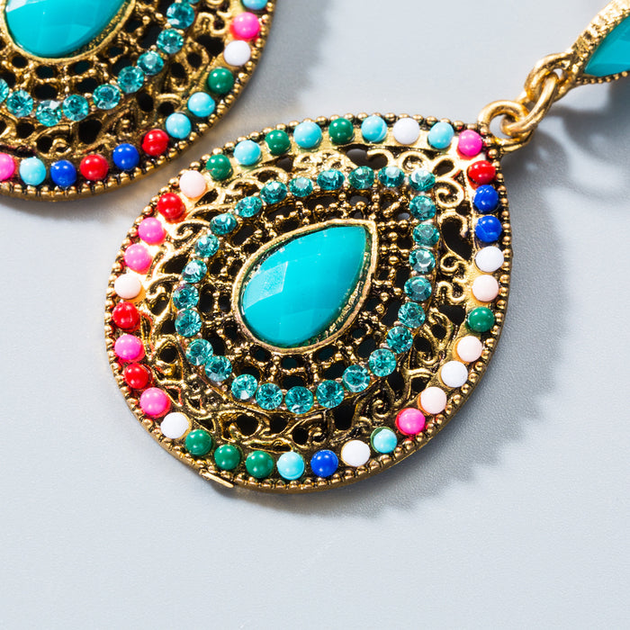 Wholesale Turquoise Vintage Drop Diamond Earrings Teardrop Dangle Jewelry Accessory