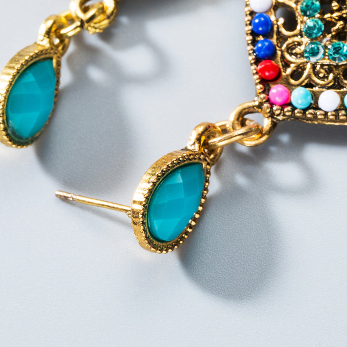 Wholesale Turquoise Vintage Drop Diamond Earrings Teardrop Dangle Jewelry Accessory