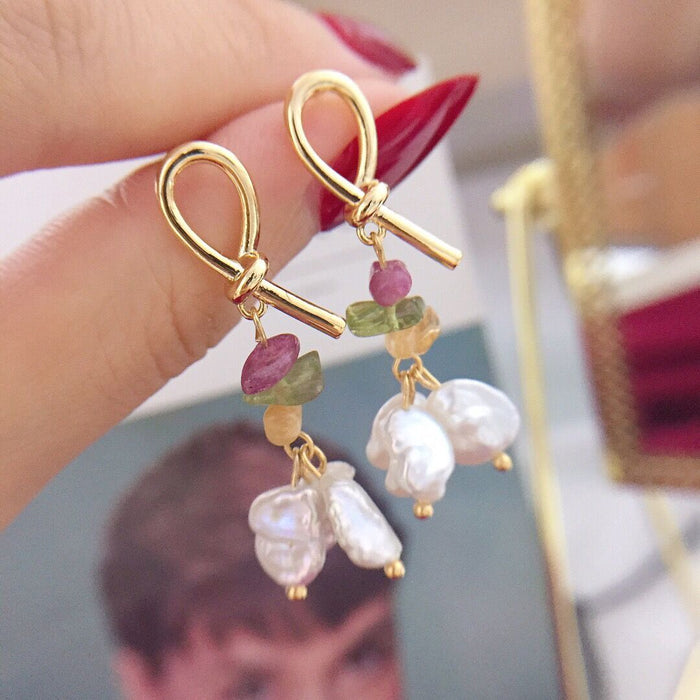 Wholesale Earrings 14K Gold-Filled Natural Real Pearl Baroque Earrings Pearl Earrings