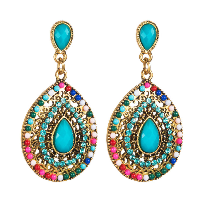 Wholesale Turquoise Vintage Drop Diamond Earrings Teardrop Dangle Jewelry Accessory