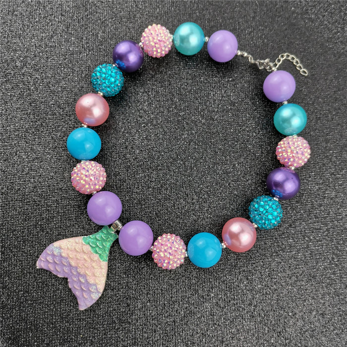 Wholesale Fishtail Colorful Pearl Mermaid Kids Necklace JDC-NE-ShengXi006