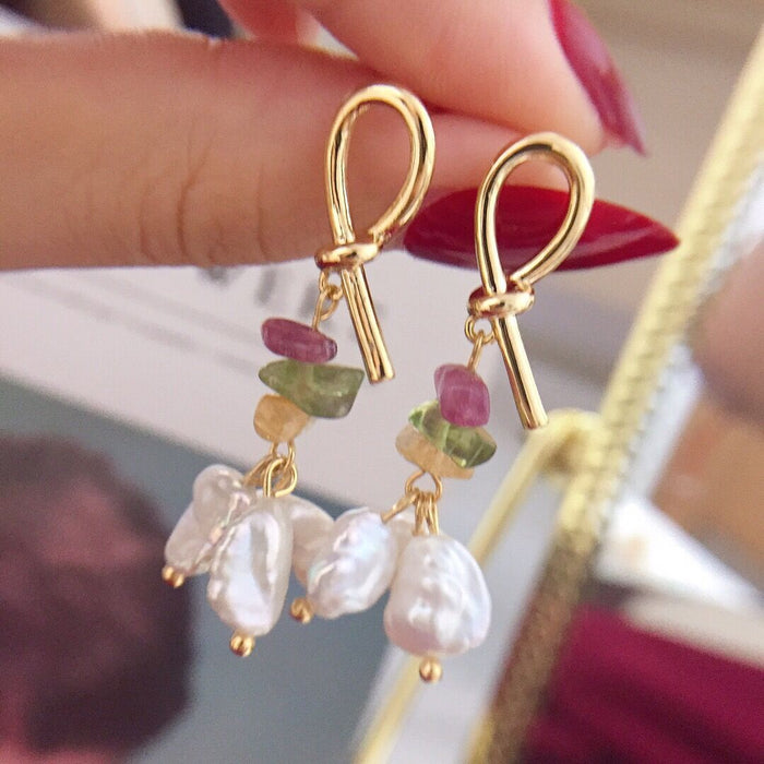 Wholesale Earrings 14K Gold-Filled Natural Real Pearl Baroque Earrings Pearl Earrings