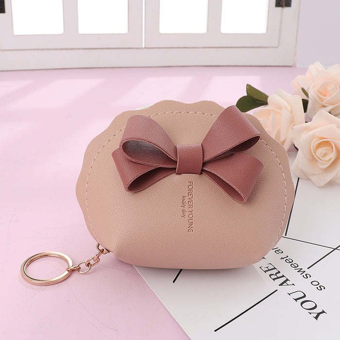 Wholesale Trendy Bow PU Leather Wallet Zipper Coin Purse Portable Boutique Gift For Women