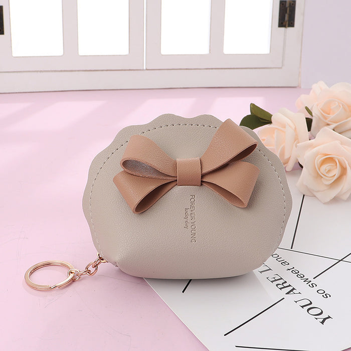 Wholesale Trendy Bow PU Leather Wallet Zipper Coin Purse Portable Boutique Gift For Women