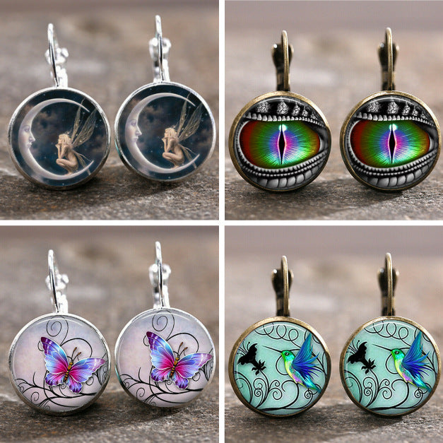 Wholesale Time Stone Pendant Moon Angel Earrings DIY Alloy Earrings Earrings Buckle