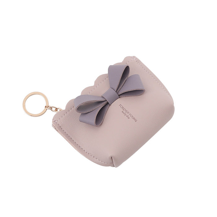 Wholesale Trendy Bow PU Leather Wallet Zipper Coin Purse Portable Boutique Gift For Women